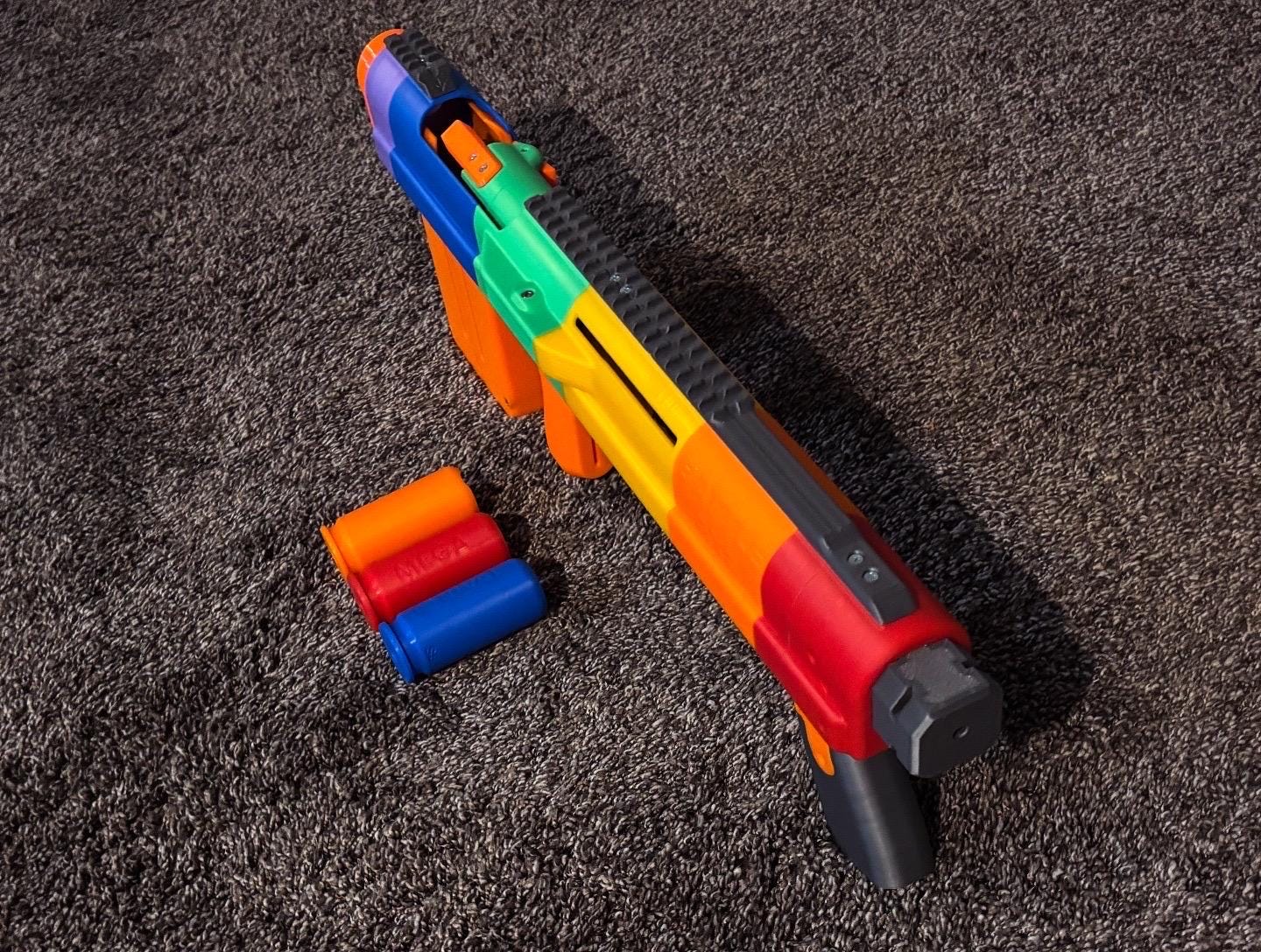 Battle Axe - Shell Ejecting Nerf Shotgun by Sillybutts (Printed Springer Nerf Blaster)